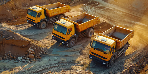 yellow Dump truck on a construction site