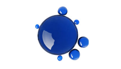 blue paint or ink oil drops isolated on a transparent background. PNG, cutout, or clipping path.	
