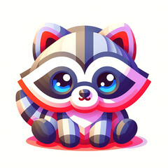 Fototapeta premium flat vector logo of raccoon , flat logo of raccoon , flat vector logo of cute raccoon flat vector logo of raccoon , flat logo of raccoon , flat vector logo of cute raccoon , Cute Racoon Illustration, 