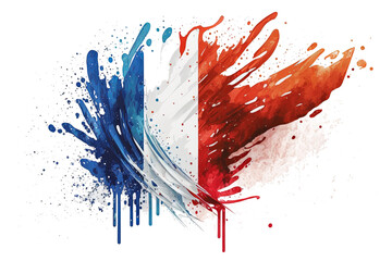 colorful french flag blue white red color holi paint powder explosion on isolated background. france europe celebration soccer travel tourism concept - obrazy, fototapety, plakaty