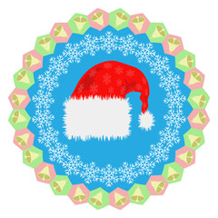 Vector Colorful illustration with Santa Cap Icon on White Background.
