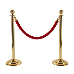 red velvet rope barrier isolated, transparent background white background no background