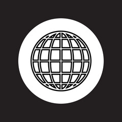 Globe icon vector. Website logo design. Planet vector icon illustration in circle isolated on black background