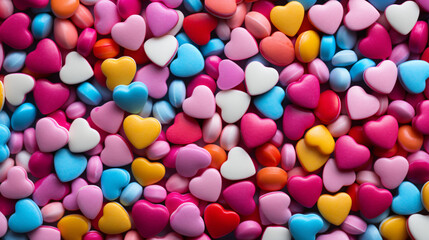 Fototapeta na wymiar Background of Brightly Colored Candy Hearts