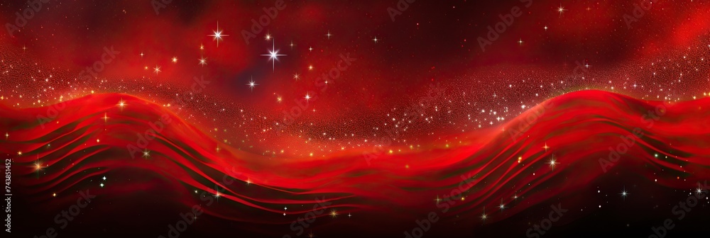 Aufkleber A vibrant red wave crashes against a star-filled sky, creating a mesmerizing display of color and movement