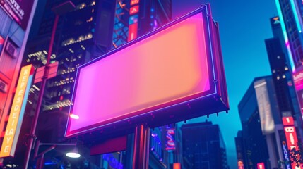 digital billboard displays a dynamic advertisement with changing colors and animations on a pink background