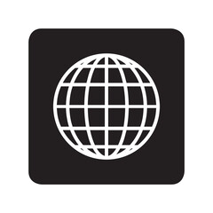 Globe icon vector. Website logo design. Planet vector icon illustration in square isolated on white background