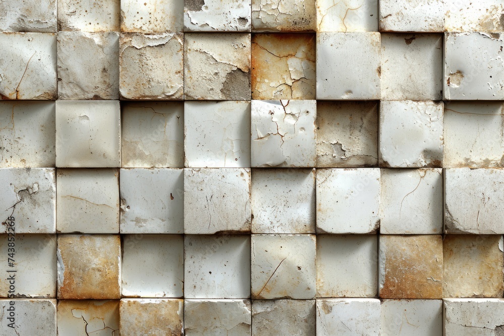 Leinwandbilder A detailed close-up of a vibrant wall built from a mosaic of colorful tiles, showcasing intricate patterns and textures