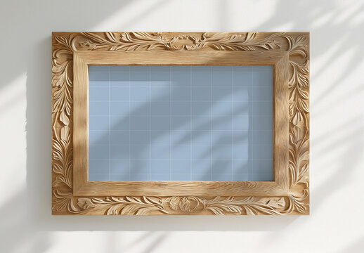 Wooden Picture Frame Mockup With Generative ai