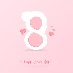 8 march background. International women's day floral decorations in paper art style with butterfly. Greeting card on pastel tone. Vector illustration