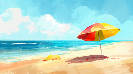 Fototapeta na wymiar Beach and Umbrella.