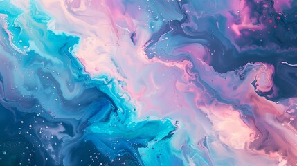 Synthetic liquid beautiful color surf ocean wave background. Abstract pastel holographic blurred grainy banner background texture in vaporwave style and unexpected colors