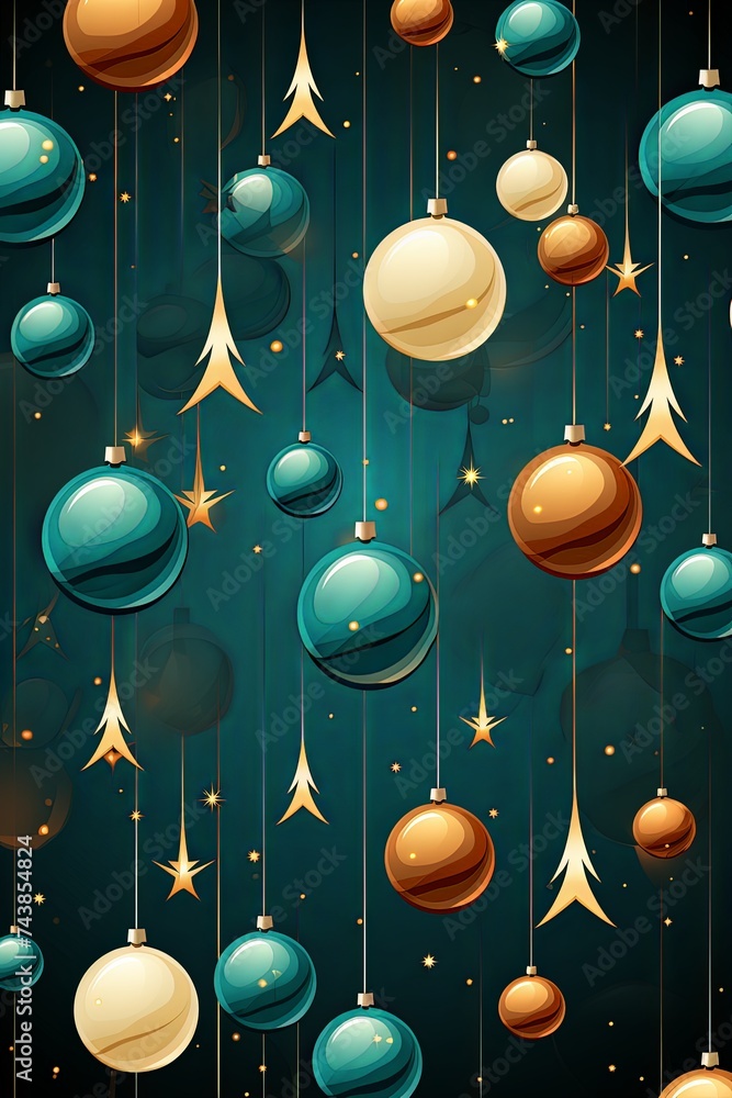 Poster a collection of colorful and sparkling christmas ornaments hang delicately from strings, creating a 
