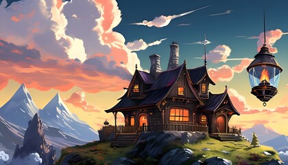 Obraz premium Awe-Inspiring Views from the Summit Illustration