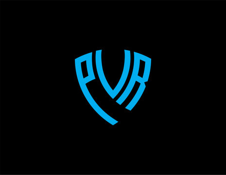 PVR creative letter shield logo design vector icon illustration