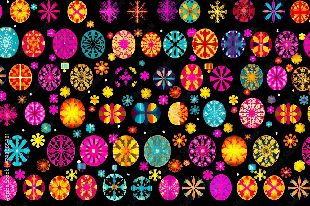 Aufkleber a vibrant collection of assorted colored balls, each unique in hue and size, scattered across a myst