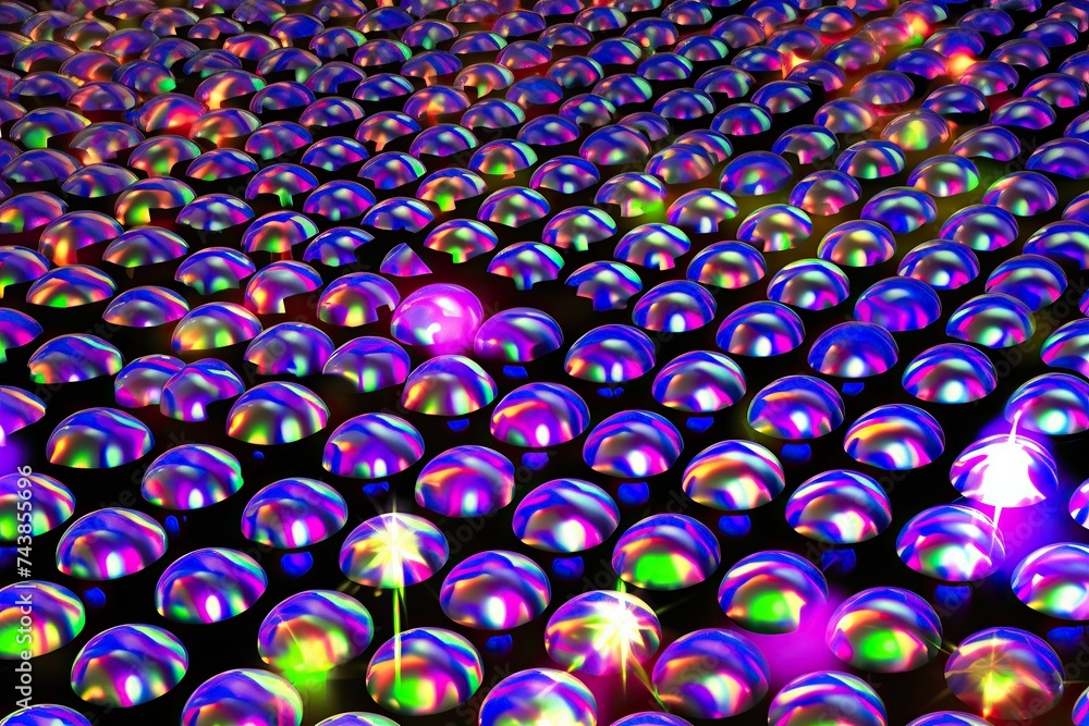 Poster a vibrant display of a large group of balls in various colors, creating a mesmerizing and diverse vi