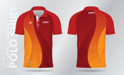 red polo shirt mockup template design for soccer jersey, football kit, sportswear. Sport uniform in front and back view. Shirt Mockup Vector Illustration