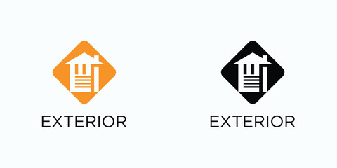 Simple exterior house logo design with unique concept| premium vector
