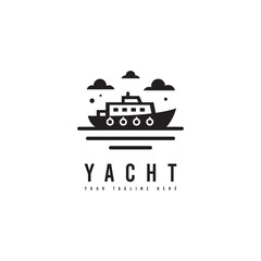 Yacht logo in a simple minimalist style. Suitable for travel, holiday or cruise logos.