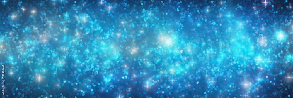 Poster a deep blue background brimming with a multitude of twinkling stars spreading across the vast expans