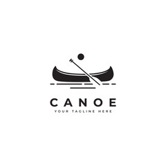 Canoe logo in a simple minimalist style. Suitable for sport, holiday or cruise logos.