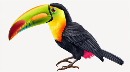 Beautiful Colorful Toucan Isolated on a White Background.