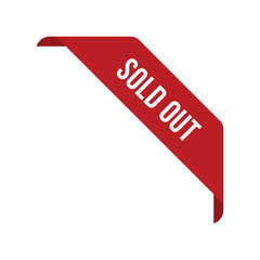 Red Corner Sold Out Ribbon Vector Design Template