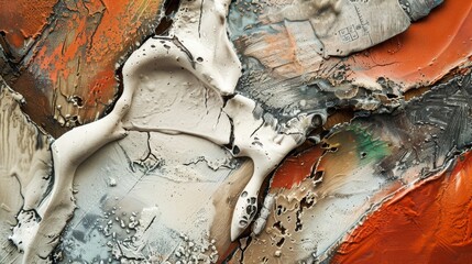 Macro view of a mixed-media abstract artwork, emphasizing the contrast of organic textures and sharp lines created by diverse artistic techniques.