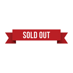 Sold Out Red Ribbon Vector Design Template
