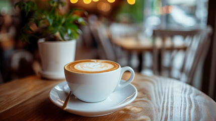 Beautiful Cup Of Coffee With Latte Macchiato Serve.