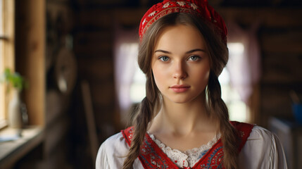 Beautiful Girl Young Woman In Traditional Slavic.