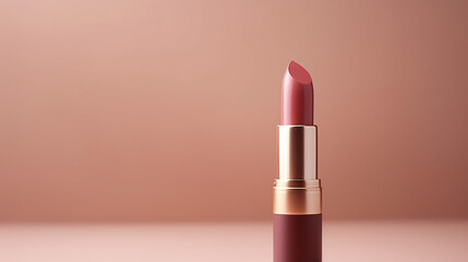 Beautiful Lipstick On Beige Background. Professio.