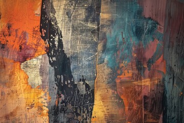 Embers and ash rise on canvas, a stark dance of colors telling tales of fiery origins and cool repose.

