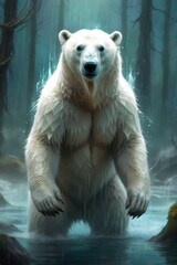 a Polar bear, rendering of a cute polar bear cub