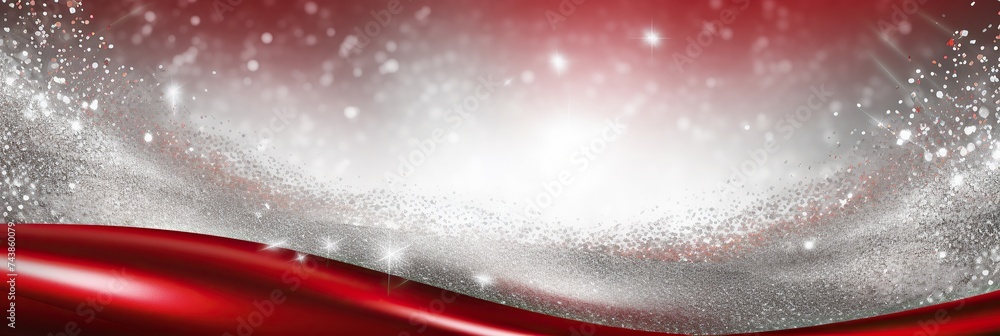 Poster A vibrant red and white background adorned with delicate snowflakes, creating a whimsical and enchanting winter scene