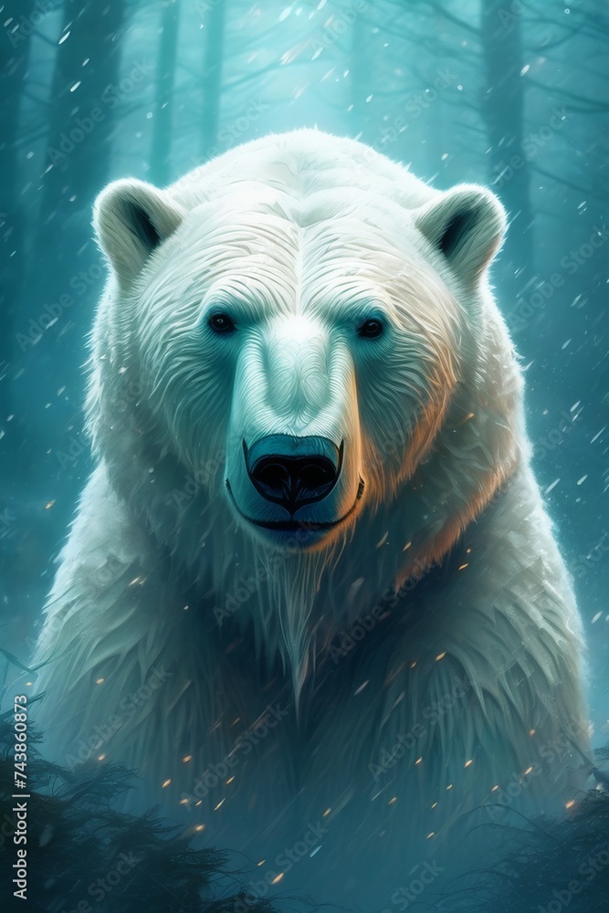 Wall mural a Polar bear, rendering of a cute polar bear cub - Wall murals