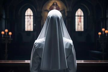  Illustration of a beautiful nun in church created with generative AI © deagreez