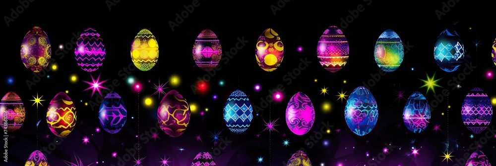 Fototapete vibrant easter eggs adorned with twinkling lights, creating a mesmerizing display of color and whims