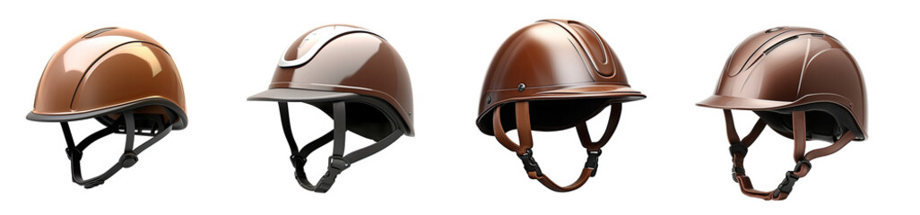 set of Classic Equestrian helmet for horse-riding athlete. Perspective view. Velvet material.