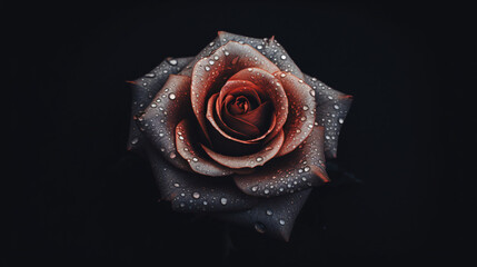 Beautiful Rose On Black Background. Floral Card.