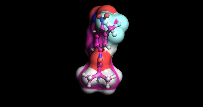 Nilutamiide, prostate cancer drug, 3D molecule spinning, 4k
