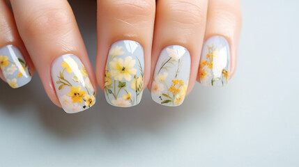 Beautiful woman's hands with spring summer floral.