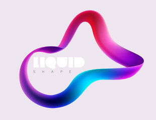 Liquid 3D geometric shapes. Colored form of spiral line. Abstract poster design. - 743863656