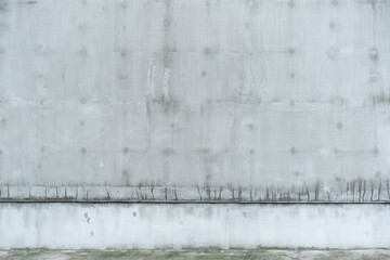 Front view of empty concrete wall surface with cracks in style of minimalist outlines of industrial...