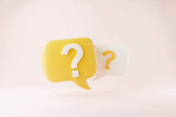 3D rendering A question mark floated in the air. Question ideas that arise in various places.