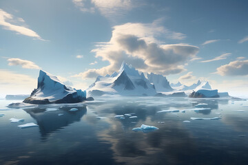 3d iceberg floating on water