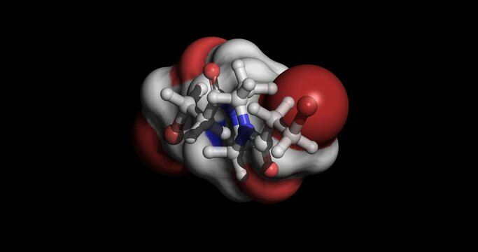 Pipobroman, cancer drug against refractory chronic myeloid leukaemia, 3D molecule spinning, 4k
