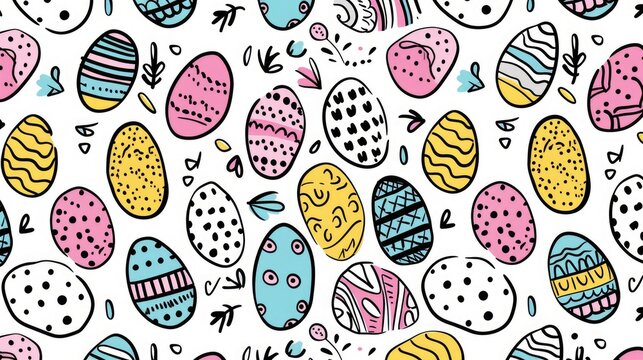 Hand drawn Easter egg illustration, colorful full background
