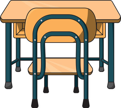recommend clip art: Pupitre mueble escolar moderno, ilustración vectorial estilo cartoon.
